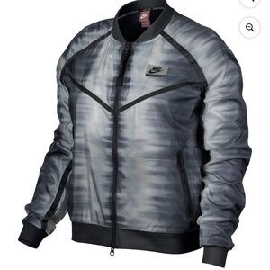 NWT New NIKE Black Gray White Ombré Tie Dye Bomber Jacket Small